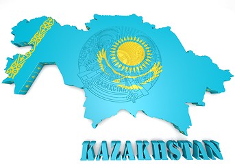 Image showing map illustration of Kazakhstan with flag