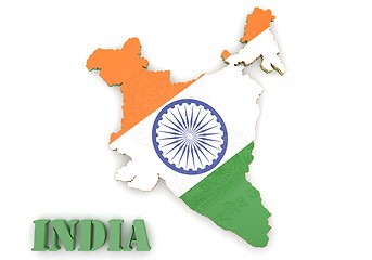 Image showing Map illustration of India with flag