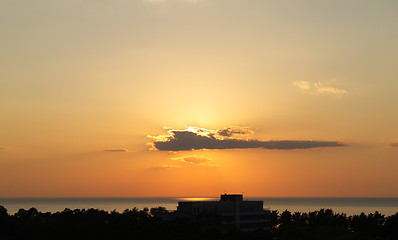 Image showing Sunset over sea