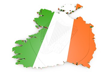 Image showing map illustration of Ireland with flag