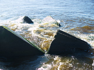 Image showing Clear sea water and the big stones