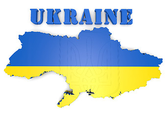 Image showing map illustration of Ukraine with flag