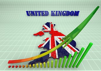 Image showing Illustration of United Kingdom map with as Flag