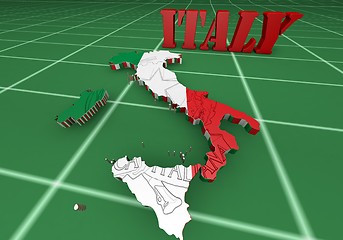 Image showing Map of Italy with flag