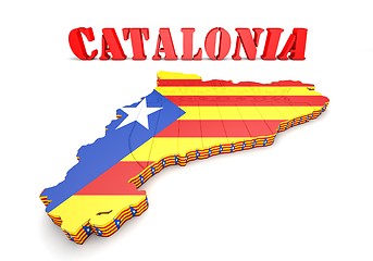 Image showing map illustration of Catalonia with flag