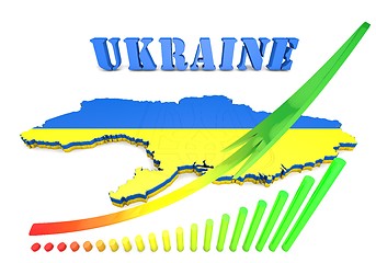 Image showing map illustration of Ukraine with flag