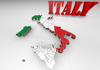 Image showing Map of Italy with flag