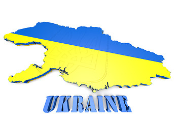 Image showing map illustration of Ukraine with flag