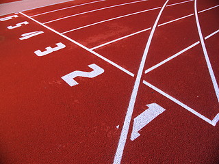 Image showing Red racetrack on the stadium