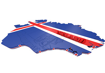 Image showing map illustration of Iceland with flag