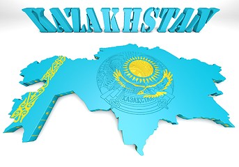 Image showing map illustration of Kazakhstan with flag