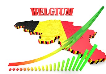 Image showing map illustration of Belgium with flag