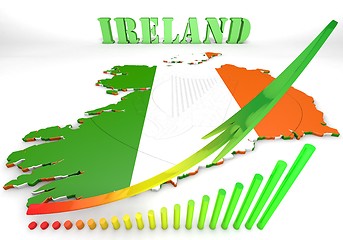 Image showing map illustration of Ireland with flag