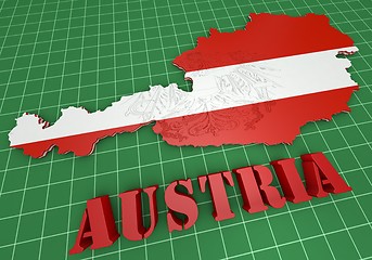 Image showing map illustration of Austria with flag