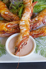 Image showing Grilled Skewered Shrimps