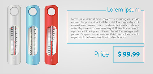 Image showing Flat minimalist vector template business design. Thermometers.