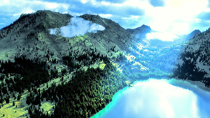 Image showing Above lake in mountains