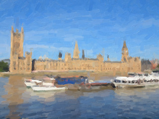 Image showing Houses of Parliament oil paint