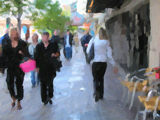 Image showing City life oil paint