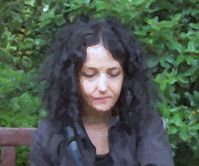 Image showing Goth woman oil paint