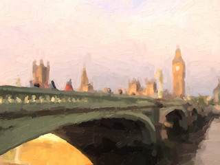 Image showing Westminster Bridge oil paint