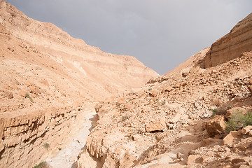 Image showing Hiking in stone desert middle east adventure