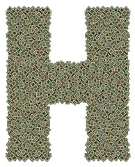 Image showing letter H made of huge amount of old and dirty microprocessors