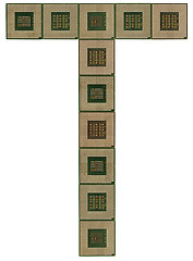 Image showing letter T made of old and dirty microprocessors