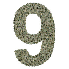 Image showing number 9 made of old and dirty microprocessors