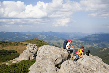 Image showing Little hikers enjoying the view