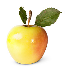 Image showing Juicy Apple With Green Leaves