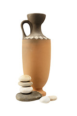 Image showing Stones and clay vase