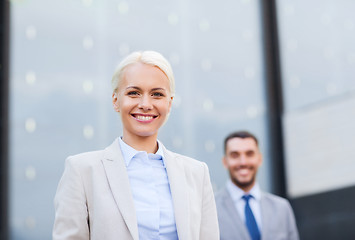 Image showing close up of smiling businessmen