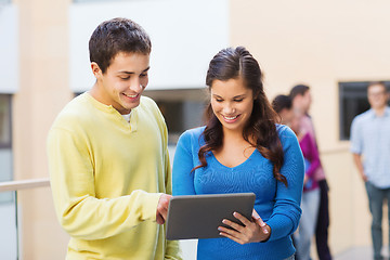 Image showing group of smiling students tablet pc computer