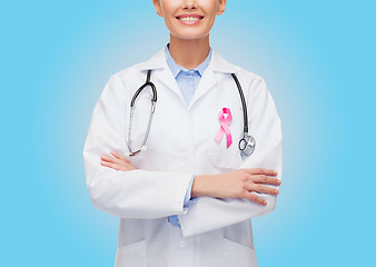 Image showing close up of female doctor with stethoscope