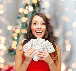 Image showing woman in red dress with us dollar money