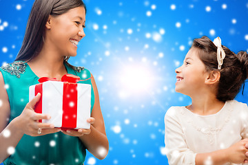 Image showing happy mother and little girl with gift box