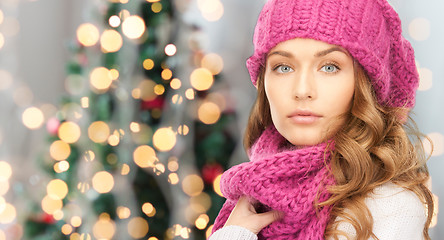 Image showing close up of young woman in winter clothes