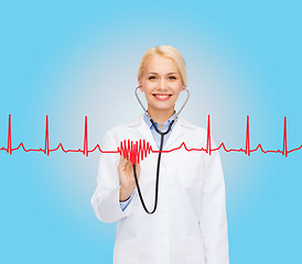 Image showing smiling female doctor with stethoscope