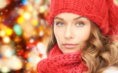 Image showing close up of young woman in winter clothes