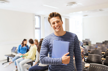 Image showing group of smiling students in lecture hall