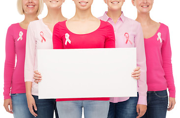 Image showing close up of women with cancer awareness ribbons