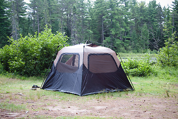 Image showing Tent set up in the middle of wilderness