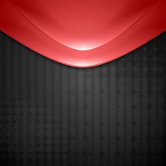 Image showing Abstract red waves design. Tech background