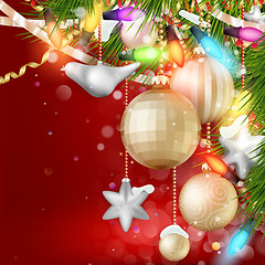 Image showing Christmas background with baubles. EPS 10