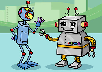 Image showing talking robots cartoon illustration