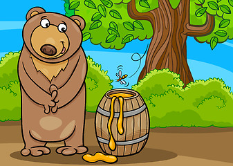 Image showing bear with honey cartoon illustration