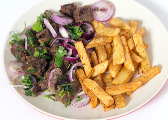 Image showing Albanian liver and fries