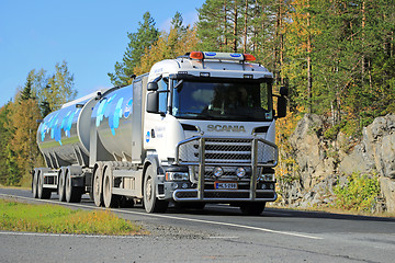 Image showing Scania R500 V8 Milk Tank Truck on the Road