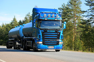 Image showing Blue Scania Tank Truck on the Road